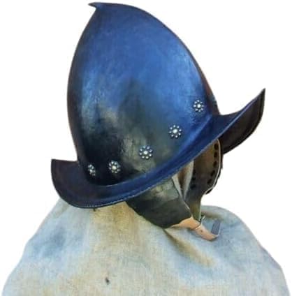 Medieval Knight Morion Helmet, 18 Gauge Steel, Spanish Style with Cheek Plates, Antique Black