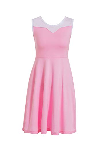 Womens Princess Aurora Costume Adults Sleeping Girl Dresses (Pink XL)