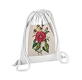 Imprimé en France Fabulous Sac de Gym en Coton Blanc Camelia Planche Illustration Botanique Ancienne Fleurs 12 Litres