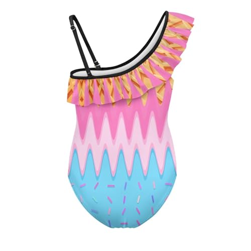 Image of Girls One Piece Bathing Suit,Slim-Fit Ruffle Strap Swimsuit with Adjustable Strap Quick Dry Summer Beach Swim Suit