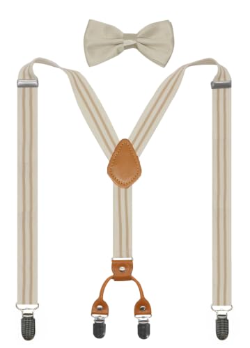 Image of Men's Suspenders Bowtie Set Elastic Y Shape Style Women's Suspenders Bowtie For Wedding&Formal Events