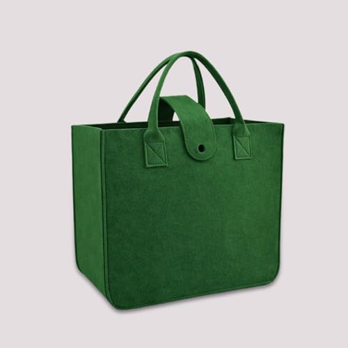 Image of Felt Fabric Reusable Shopping Bag with Handle & Button Closure for Grocery, School, Beach, Travel, Study, Gym, Gifts | Size - 30x34.5x17.8cm
