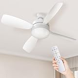 TANKAO シーリングファンライト LED 扇風機 28W 3000lm E26【壁スイッチ/リモコンメモリ機能】常夜灯 天井ライト 照明器具 省エネ 正逆回転切り替え 無階段調光調色 3階段風量調整 DCモーター タイマー機能 小型4枚羽根 空気循環 簡単取付 静音 軽量 おしゃれ 6-8畳 寝室 和室 リモコン/引掛けモデルが付き (ホワイト)