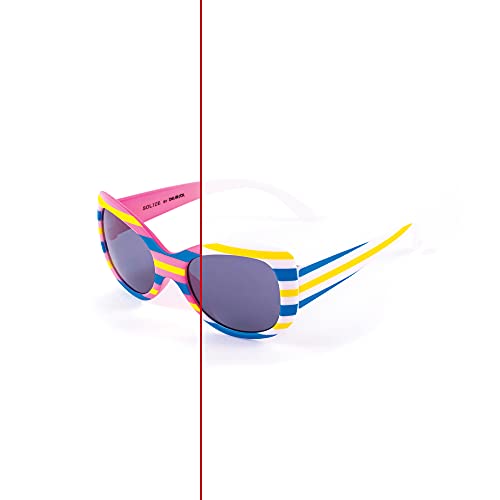 DelSol I0113292 Over The Rainbow Solize Sunglass for Kids44; White & Pink Striped