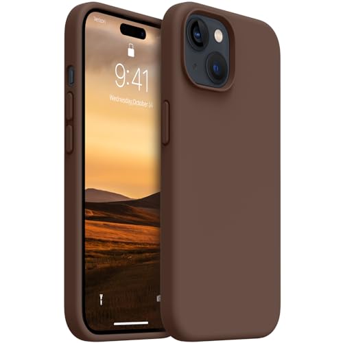 AOTESIER Compatible with iPhone 15 Case, Full Body Food-Grade Silicone Wear-Resistant, Anti-Drop Protection with Soft Anti-Scratch Microfiber Lining Phone Case for iPhone 15, 6.1 inch, Chocolate
