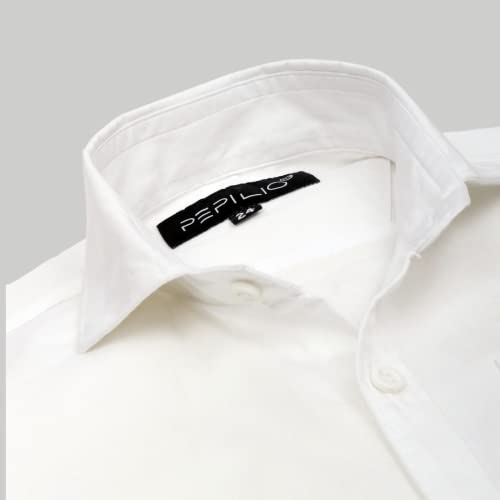 Image of Kids Stylish Solid Cotton Spread Half Sleeves Collar Regular Fit Shirt|| Formal Boys Shirt || Casual Wear Buttoned Shirt for Boys White