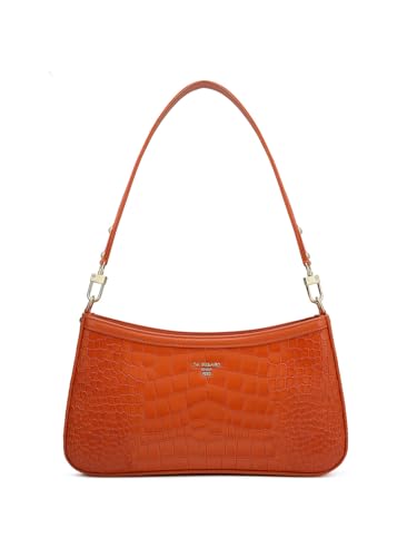 Da Milano Leather Shoulder Bag for Women Orange Genuine Leather