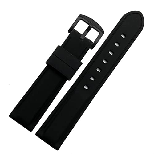 Bracelet de montre en silicone anti irritation étanche noir de 24mm