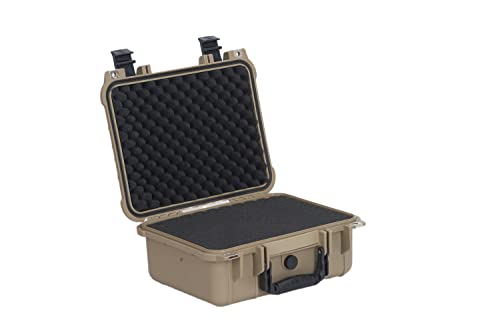 Image of MEIJIA Portable All Weather Waterproof Protective Case,Hard Case,Camera Case With Customized Fit Foam,Fit Use of Drones,Camera,Equipments,Pistols,13.35 x11.63x5.98inches (Desert Tan)