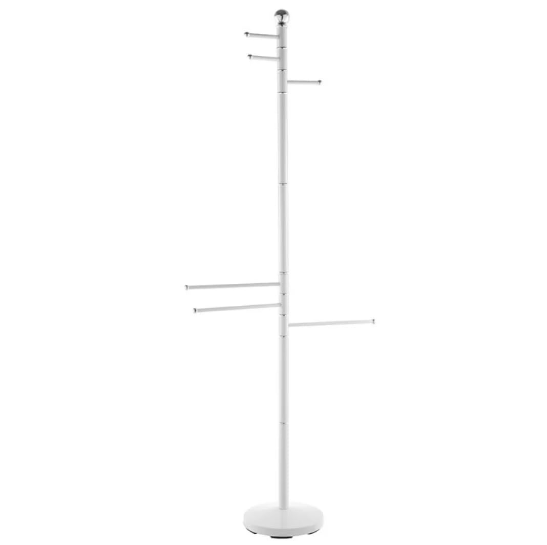 Piantana Porta Accappatoio in Acciaio Cromato e Bianco – 6 Bracci alta 177 cm