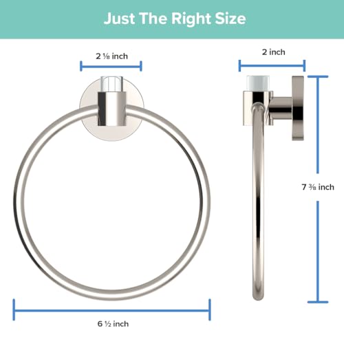 Image of Gatco 5722 Clarion Towel Ring, Polished Nickel, Wall-Mounted Bathroom Hand Towel Holder, Crystal-Clear Acrylic Modern Bathroom Accessory