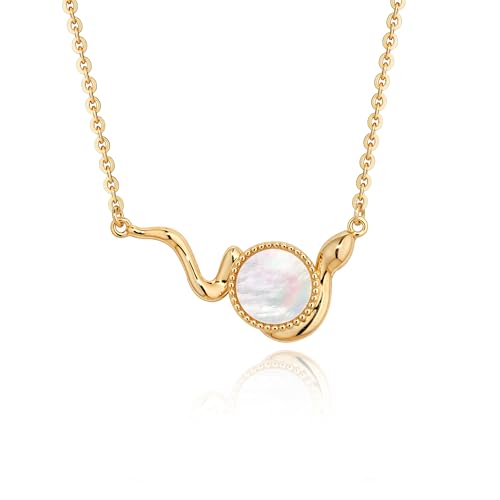 Fettero Dainty MOP Necklaces for Women, 14K Gold Plated Heart Cross Teardrop Pendant Cute Charm Neclace Delicate Pearl Beach Gold Necklace for Women Jewelry Gift
