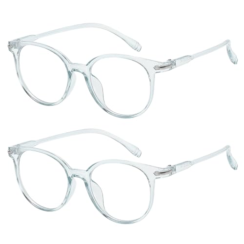Image of OWL Round Blue Light Blocking Fake Eyeglasses for Women Men - Lightweight Frame, Anti UV400 Rays Protection Eyewear - 2 Pack