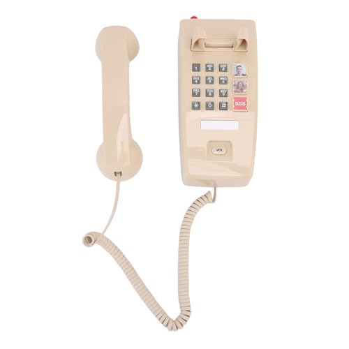 VBESTLIFE Retro-Wandtelefon, Schnurgebundenes Festnetztelefon, 3-stufige Lautstärkeregelung und One-Touch-Kurzwahl für ältere Menschen Am Schreibtisch zu Hause