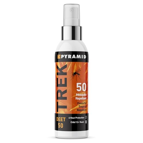 Pyramid Trek Insect Repellent Spray with 50% DEET Formula - Unscented Mosquito Repellent Ideal for Tropical Destinations -Gives 6hrs Protection, 100ML Pyramid Trek Insect Repellent Spray with 50% DEET Formula - Unscented Mosquito Repellent Ideal for Tropical Destinations -Gives 6hrs Protection, 100ML