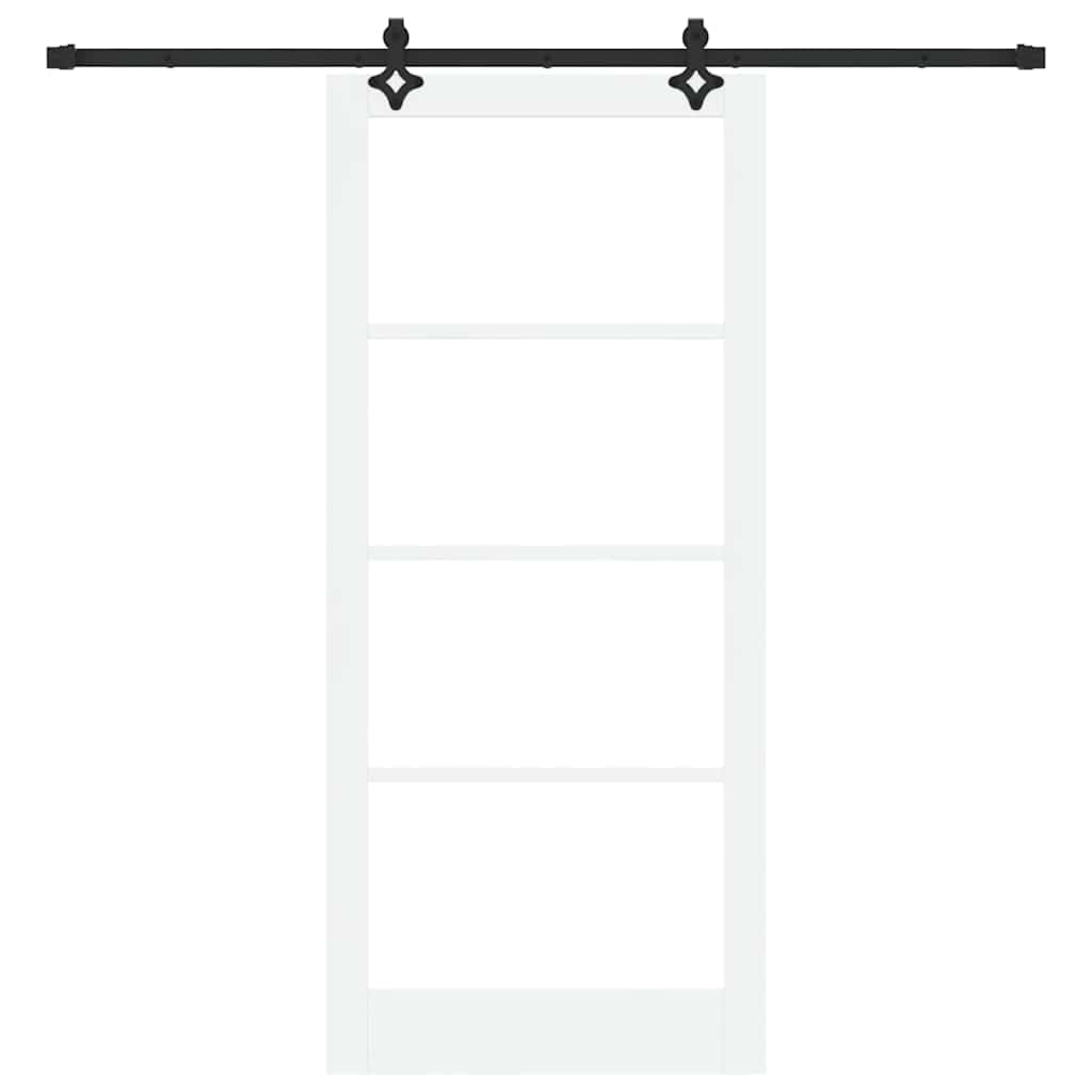 Drzwi przesuwne białe z litego drewna sosnowego i szkła, 93 x 211 cm, z szyną przesuwną i kompletnym zestawem osprzętu, do wnętrz, salonu, korytarza, zajmują mało miejsca i ciche użytkowanie