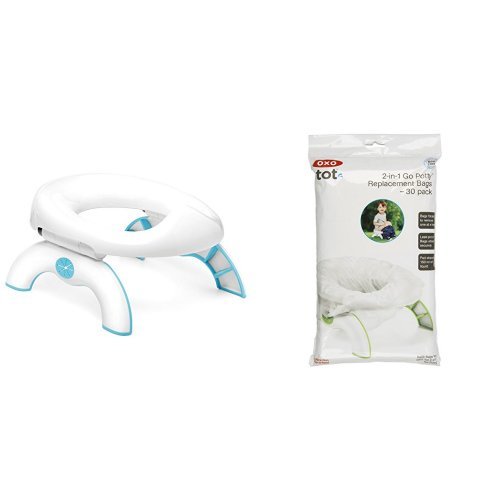 OXO Tot 2in1 Go Potty for Travel in Aqua and Go Potty