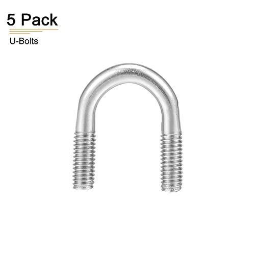 Image of DTGN 11 /16 inchx1.38 inch(DXL) Round U-Bolts - 5Pack - Good for Construction Industry - 304 Stainless Steel Round Bend U Bolt - Silver