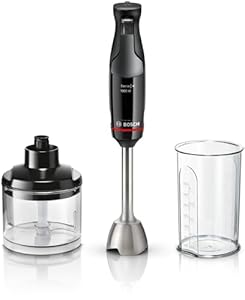 Bosch MSM4B620 Stabmixer ErgoMaster Serie 4, 1000 Watt, Edelstahl-Mixstab, Zerkleinerer, Mix-/Messbecher, schwarz