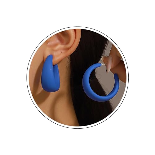 Wendalern Grandes Pendientes De Aro De Acrílico En Forma De C Pendientes De Aro De Resina Grueso Abierto Pendientes De Aro De Caramelo Lindo Geométricas Pendientes De Joyería Para Las Mujeres (azul)