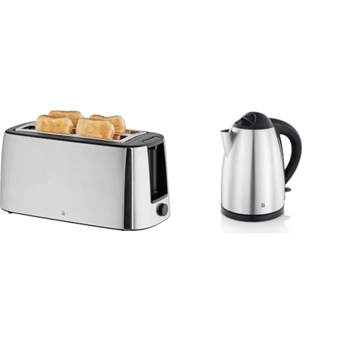 WMF Bueno Pro Toaster Langschlitz mit Brötchenaufsatz, 4 Scheiben, XXL Toast & Bueno Wasserkocher Edelstahl 1,7l, elektrischer Wasserkocher mit Kalkfilter, 2400 W