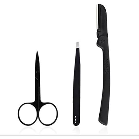 MIYA LASH 3 in 1 Eyebrow Shaping Tools Set | Stainless Steel Brow Grooming Kit with Tweezers, Scissors, Eyebrow Razor for Women and Men Cover