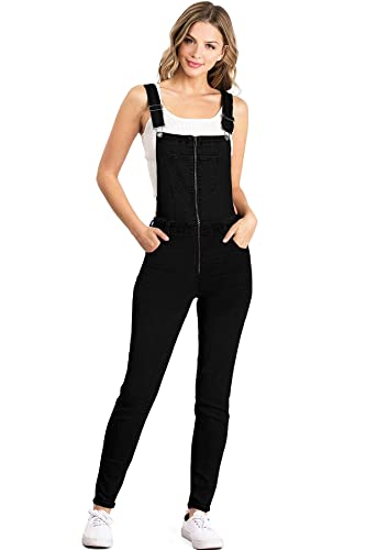 Celebrity Pink Women's Juniors Classic Skinny Leg Overalls (L, Zip Black) #TOP24