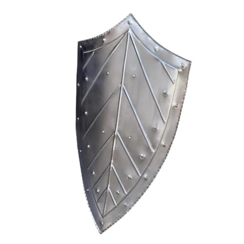 Image of Medieval Knight Steel Shield, Riveted Metal Heater Shield for LARP, Cosplay and Reenactment, Handcrafted Battle Armour