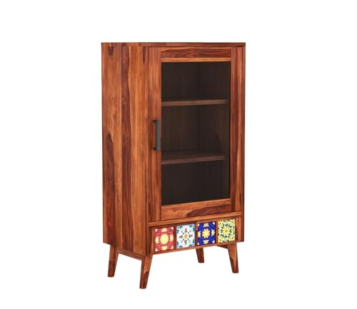 Image of Sheesham Wood Bookcase | Solid Wood Book Shelf for Home Library | Wooden Book Cabinet for Home & Office Living Room (Large, BBslf-Honey3)
