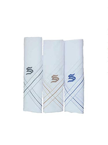 Image of GOLU MOLU Cotton White Formal Handkerchief Pack Of 6 | Office Travel Daily Use | Custom Initial Design | Free Size | Cotton Fabric | Customised N95 Mask Included