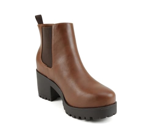Image of Soda Top Shoes Jaber Ankle Boot W Lug Sole Elastic Gore and Chunky Heel