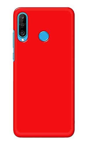 Image of Printed Hard Back Cover Case for Huawei P30 Lite | Huawei Nova 4e Back Cover (Plain Red) -1803