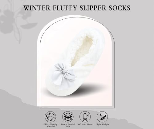 Image of Keyela Women Cozy Warm Slipper Socks, Non Slip Gripper Indoor House Socks | Soft warm cozy fabric, gripper anti-slip bottom for bedroom, lounge and all indoor daily use