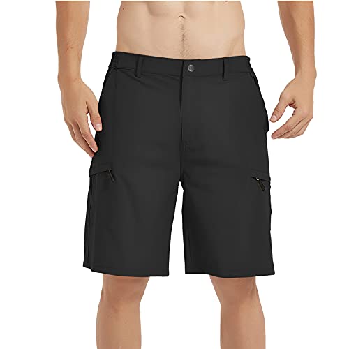 Lesemisi Men's Cargo Shorts Quick Dry Lightweight Camping Hiking Fishing Shorts with 6 Pockets (Black, 36)