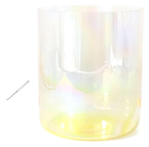 Bol chantant en quartz jaune note Sol 432Hz avec son maillet et joint