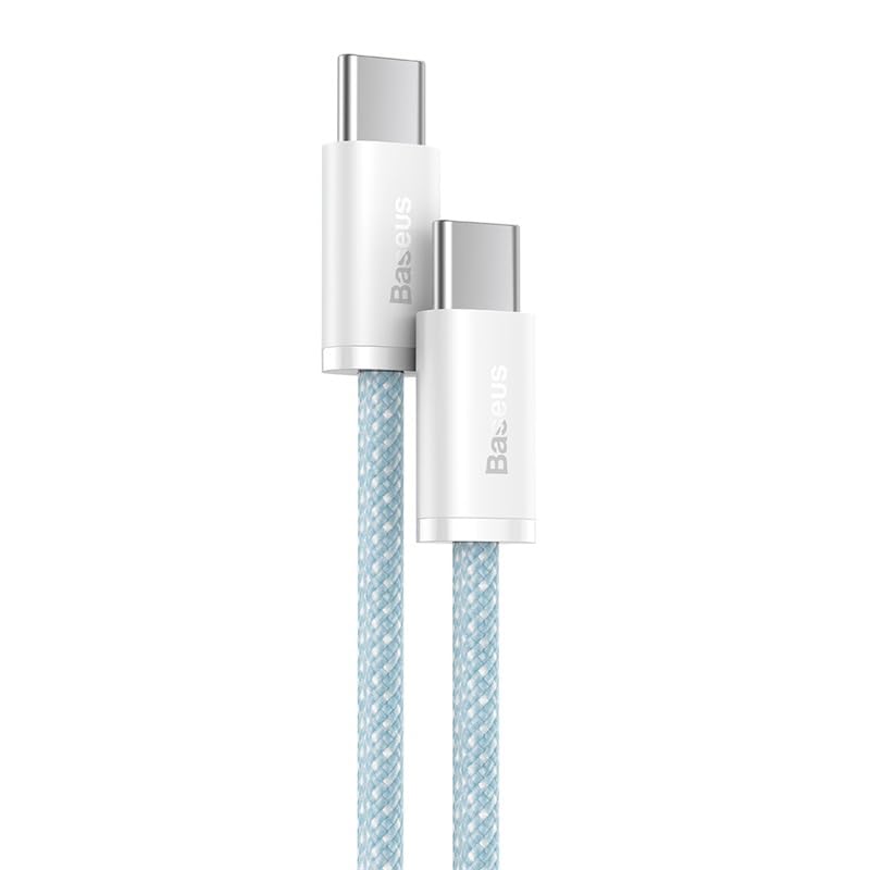 Cabo Baseus Dynamic Usb-c Compatível com iPhone 15 /Compatível com iPad/Compatível com Macbook Nylon 5a 100w (Type C/Type C, Azul, 1m)