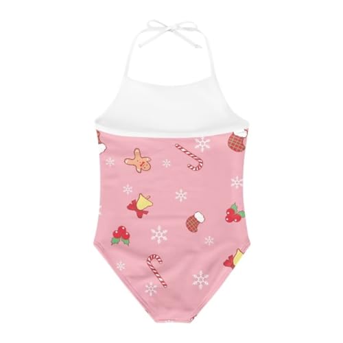 Image of Christmas Kids One-Piece Halter Swimsuits Beach Swimwear Bathing Suit for 3-10 Years Girls
