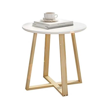 Amazon サイドテーブル ベッドサイドテーブル ソファー サイドテーブル リビングテーブル 北欧風 丸型 木製 組立簡単 ねじ回しと日本語説明書付き 1年品質保証 高さ50cm 直径40cm 白 サイドテーブル オンライン通販