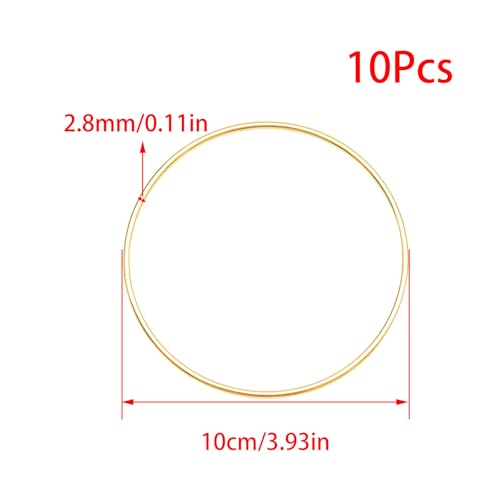 Image of Pocoxll 10 Pcs Metal Floral Hoops, Wreath Macrame Hoop Rings, Metal O Rings | Light Gold,4Inch, Dream Catcher Rings, Wire Wreath Frame Floral Hoop Rings, for Wedding Wreath Decor DIY Wall Hanging Crafts