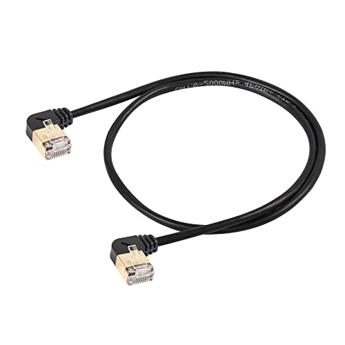 SinLoon Câble réseau Ethernet RJ45 Cat. 8 - Haute vitesse - 90 degrés - Mâle à mâle - Câble de connexion SFTP 40 Gbit/s 2000 MHz pour routeur modem...