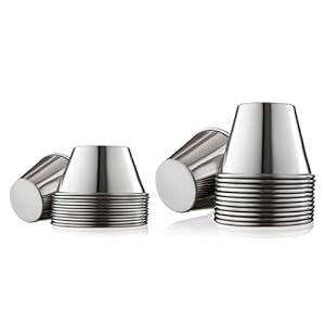 (24 Pack, 2 Sizes) Small Sauce Cups, Stainless Steel Ramekin Dipping Sauce Cup, Commercial Grade Individual Round Condiment Cups (12 of – 1.5oz: 12 of – 2.5oz)
