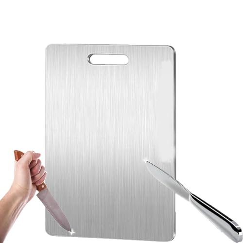 Tábuas de corte de titânio melhoradas, estilo bonito, 1 pacote de tábuas de corte de titânio de grau médico de dupla face (Xzyden, Titânio, CUTTING_BOARD, 30 x 20 cm, prateado)
