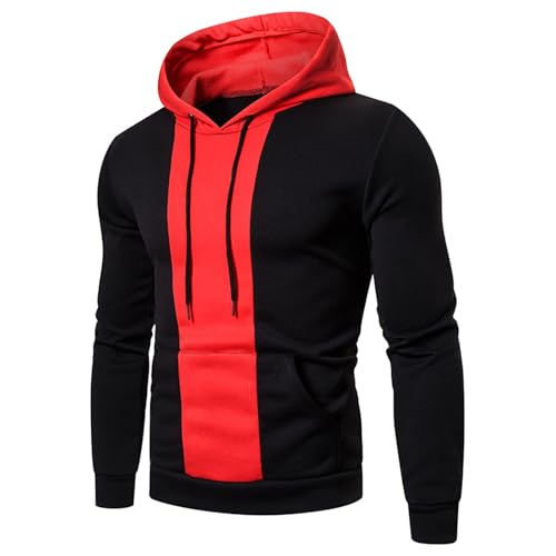 Men's Color Block Hoodie Sweatshirts Long Sleeve Casual Drawstring Hoodies Tops Fall Hoodies Fashion Sports Pullover
