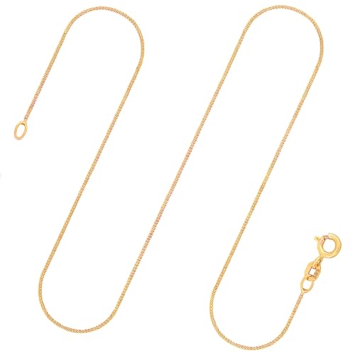 EDELIND Chaîne Maille Gourmette pour Femme en Or Jaune 8 k (333) 34 cm, 0.8 mm, avec Rondelle-ressort