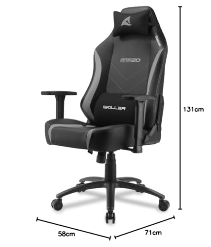 SGS20 Sedia da Gaming, Lega di Acciaio Pelle Sintetica, Nero/Grigio, Normale - Sedia gaming - Immagine 2