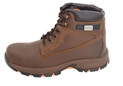 Image of BLACK+DECKER High Ankle Brown Safety Shoes for Men | Double Density | Fiber Toe | Water Repellent, High Breathability & Sweat Absorption | BXWB0162IN