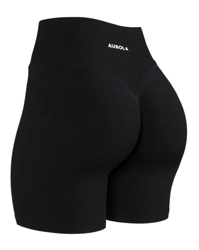 AUROLA Impressive Collection Workout Shorts for Women,High Waisted V-Shape Seam Gym Embossed Logo Athletic Fitness Short