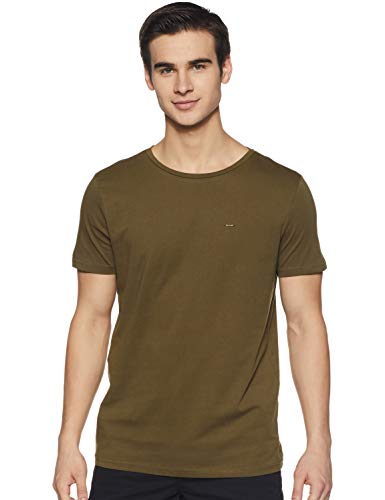 Image of ABOF Men's Solid Slim Fit T-Shirt (BOA19AMCWTE3001124 Olive L