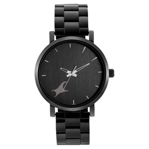 Image of Fastrack Plain 3 Hands Black Round Dial Black Plating Stainless Steel Strap Mens Watch - NT3242NM01