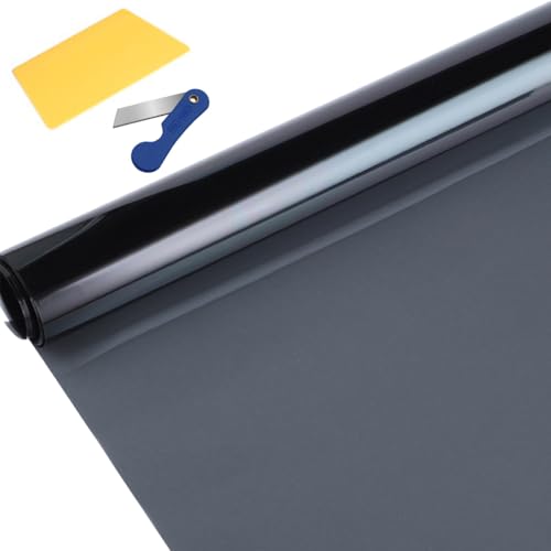 Window Tint Film with Craft knife and silicone Scraper Tinting Film Roll For Car Van And Vehicles (50cm x 3m) Heat-Insulation Sun Protection Film Glare and Privacy Film (15%)